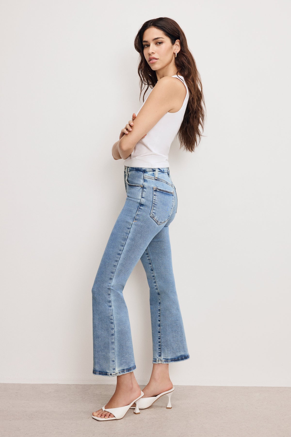 Luxury GOOD LEGS CROP MINI BOOT JEANS BLUE670