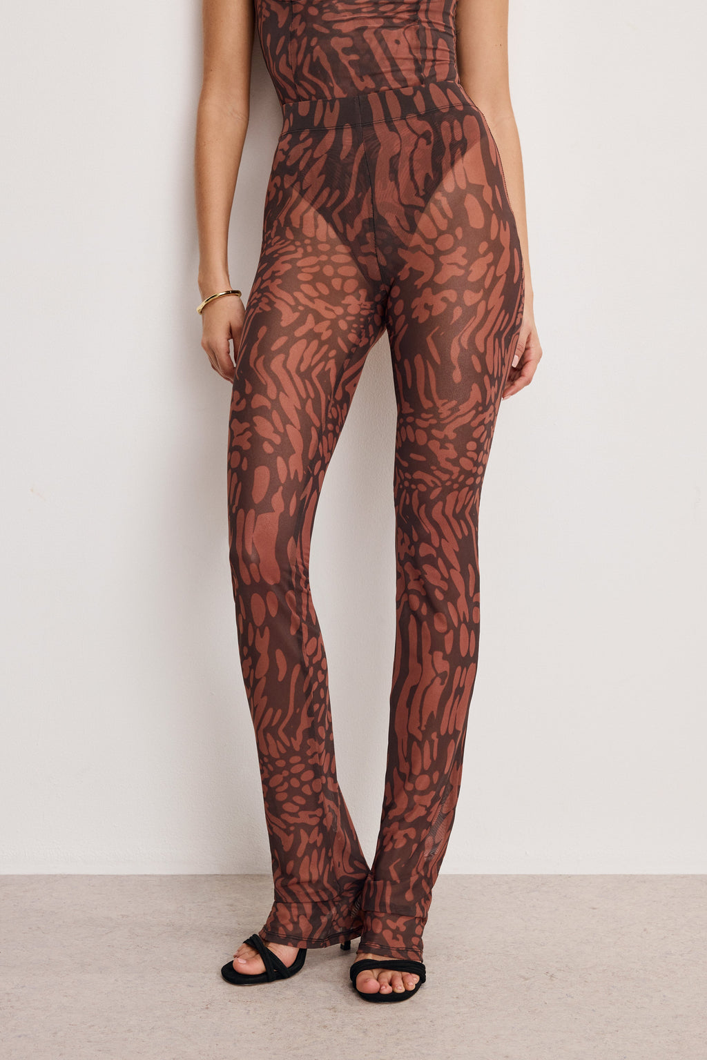 Luxury MESH MICRO BOOT LEGGINGS JAVA WARPED LEOPARD001