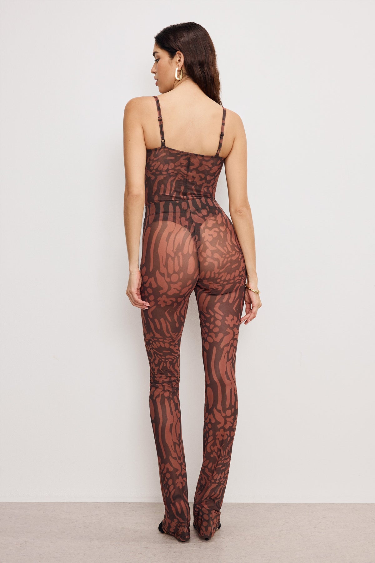 Luxury MESH MICRO BOOT LEGGINGS JAVA WARPED LEOPARD001