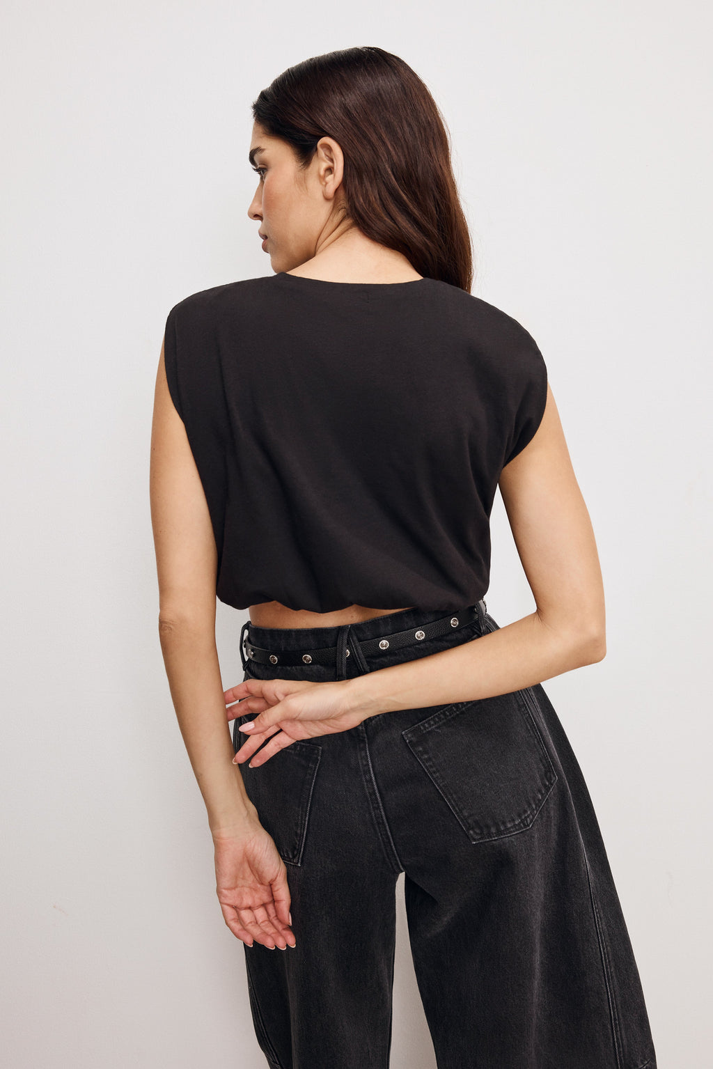 Luxury COTTON MUSCLE TEE BLACK001