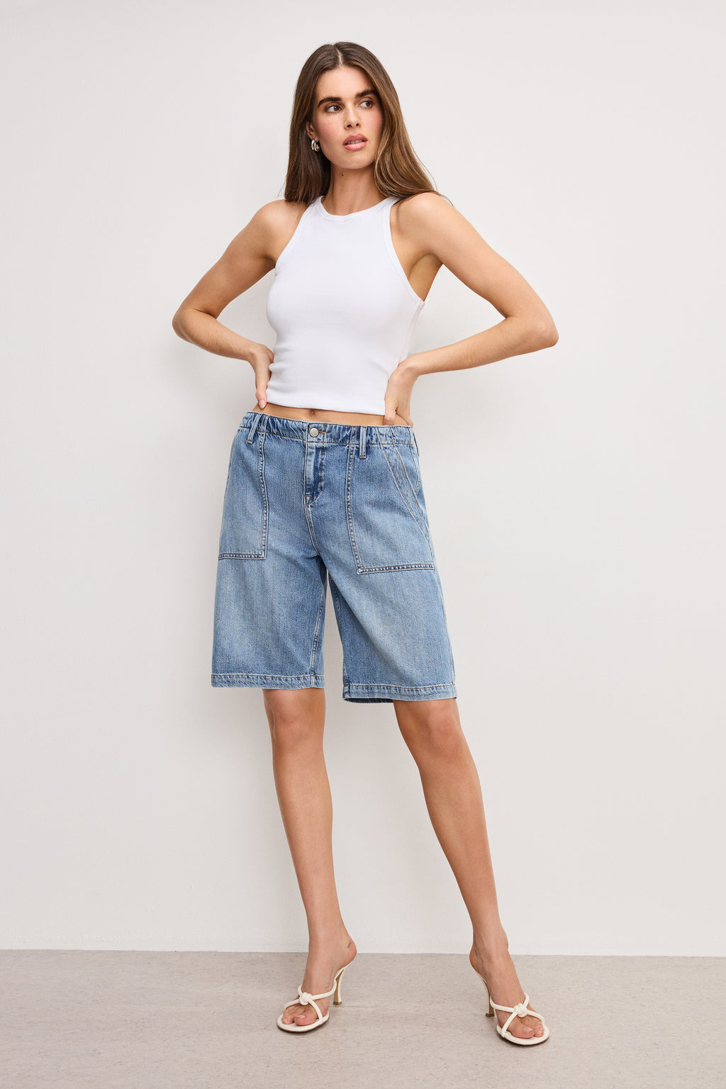 Luxury LITE LINEN BERMUDA SHORT INDIGO786