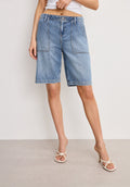 Luxury LITE LINEN BERMUDA SHORT INDIGO786