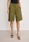 Luxury LITE LINEN BERMUDA SHORT MARTINI OLIVE002