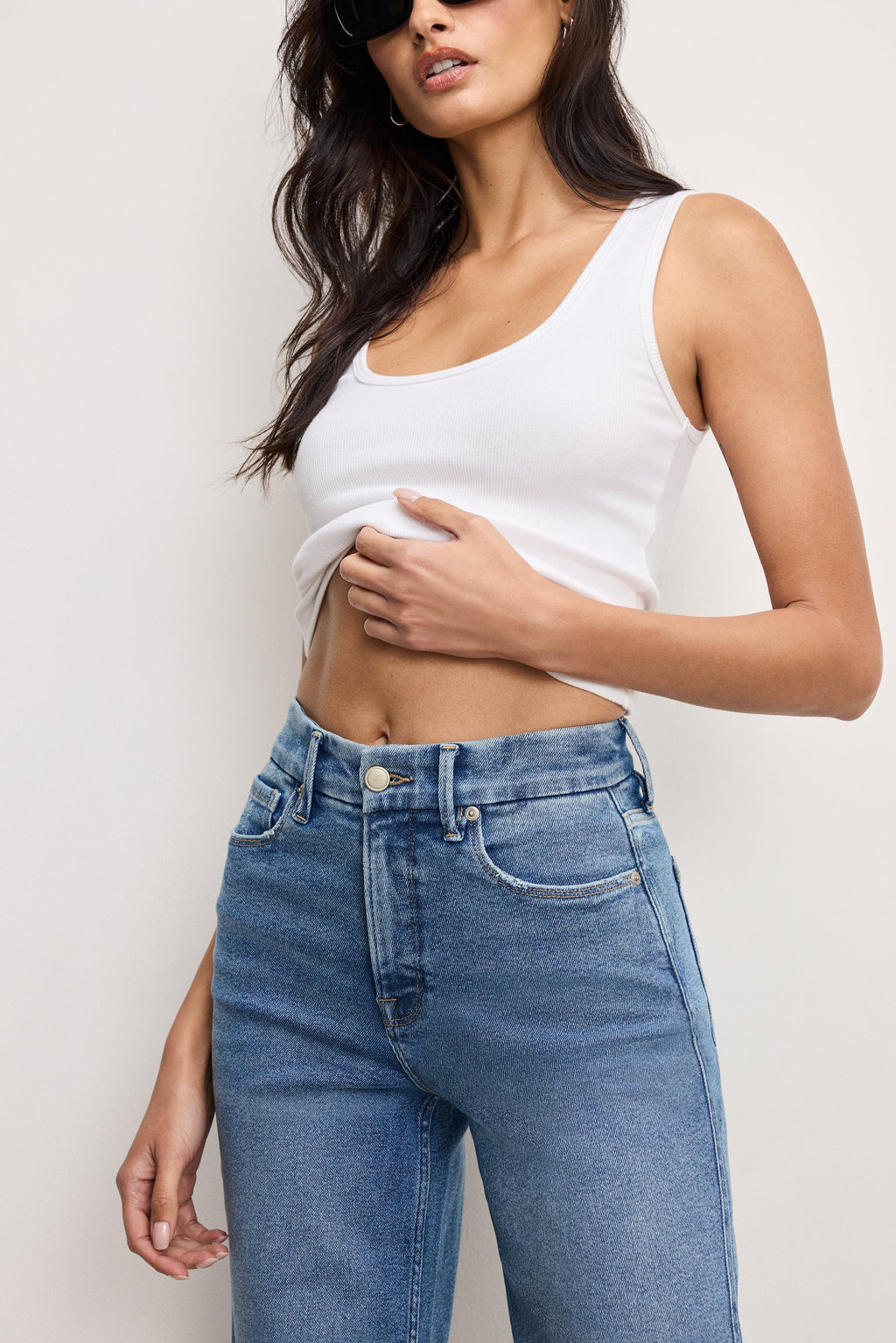 Luxury GOOD SKATE WIDE CROPPED JEANS BLUE541