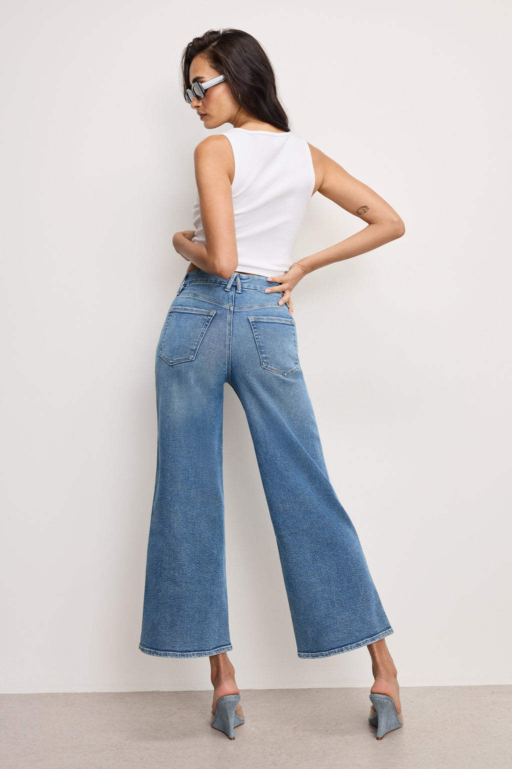 Luxury GOOD SKATE WIDE CROPPED JEANS BLUE541