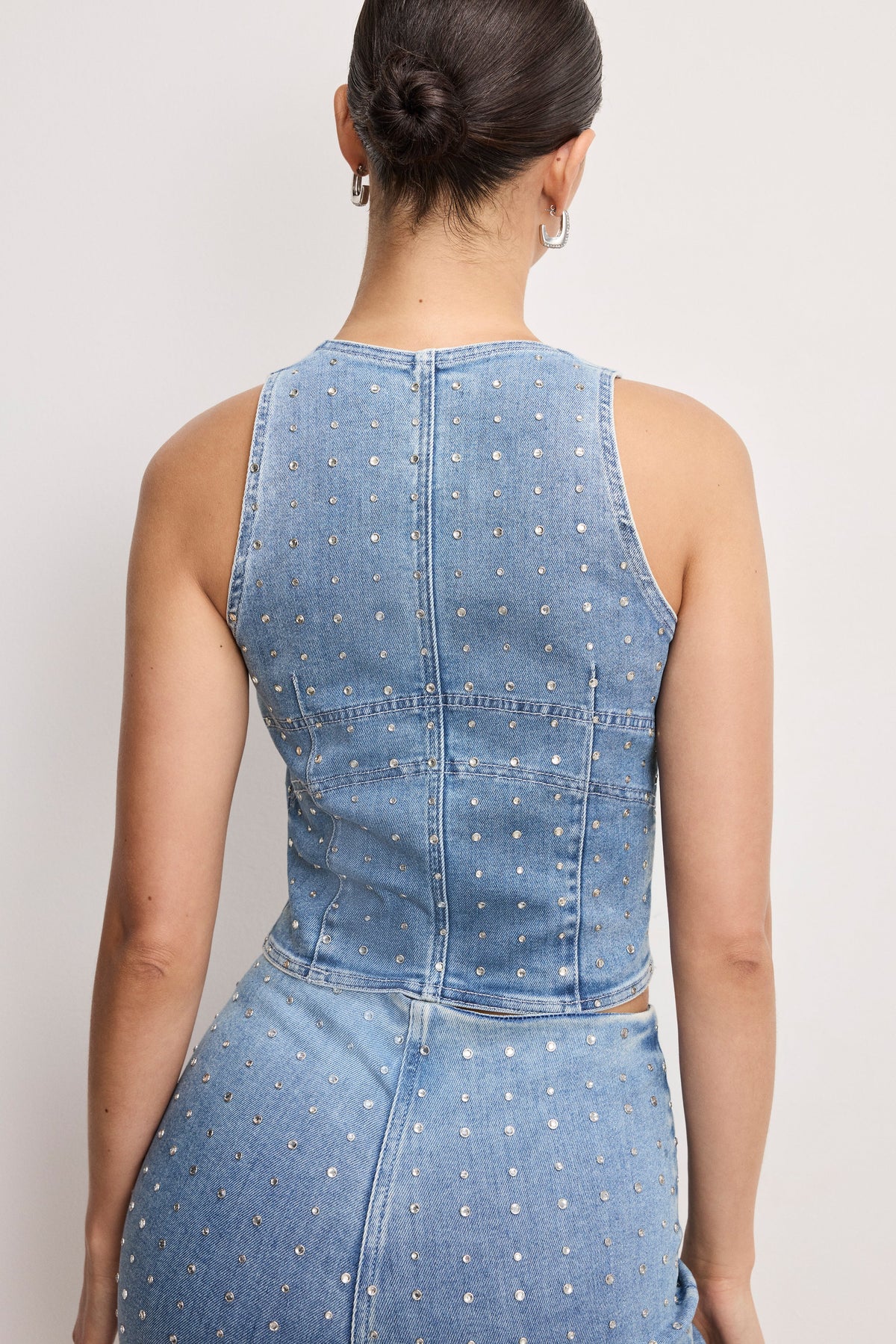 Luxury DOLLY CRYSTAL DENIM VEST INDIGO1023