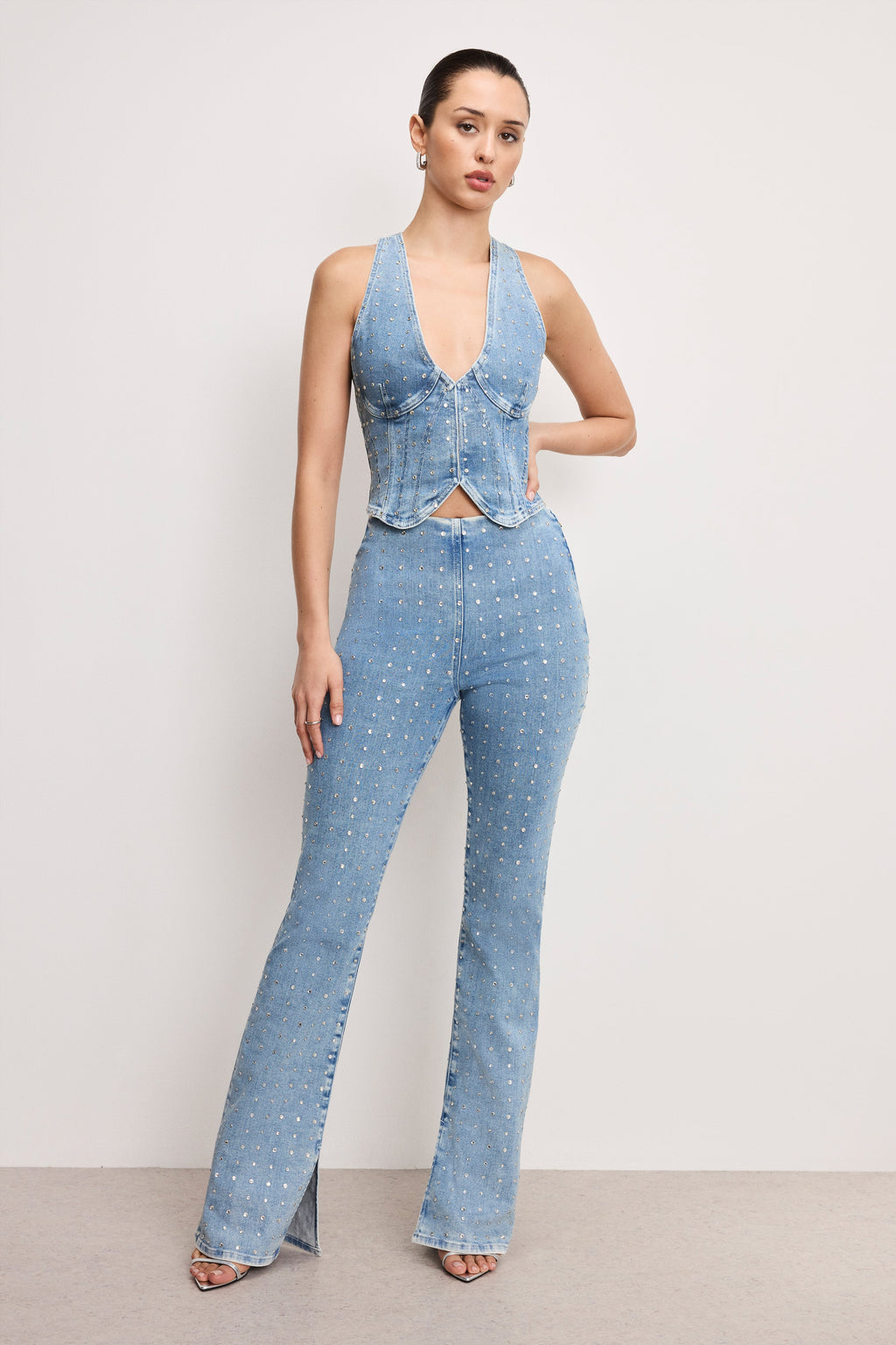 Luxury DOLLY CRYSTAL DENIM PULL ON PANTS INDIGO1023