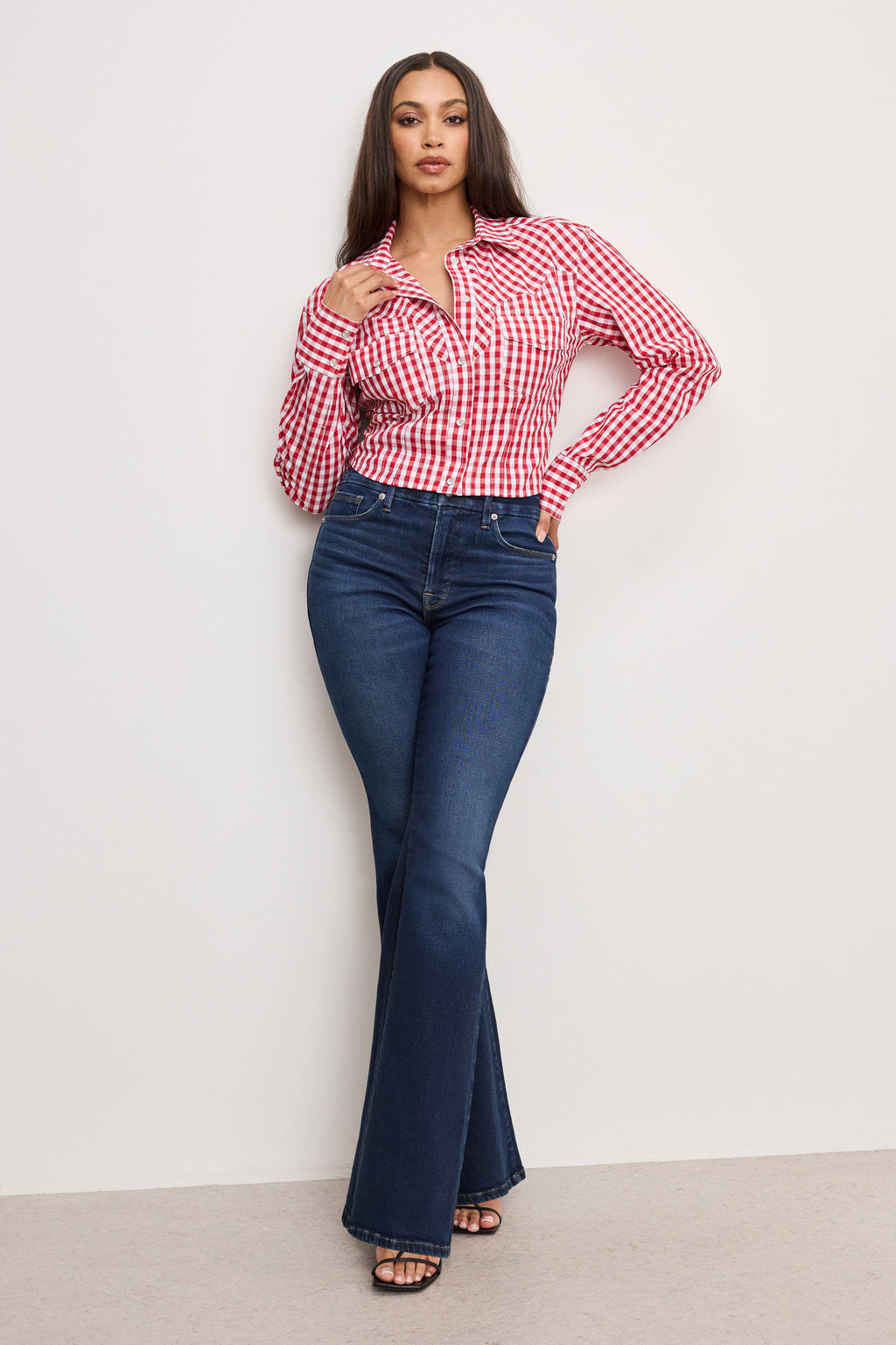 Luxury DOLLY COUNTRY CORSET SHIRT CRIMSON AND WHITE GINGHAM