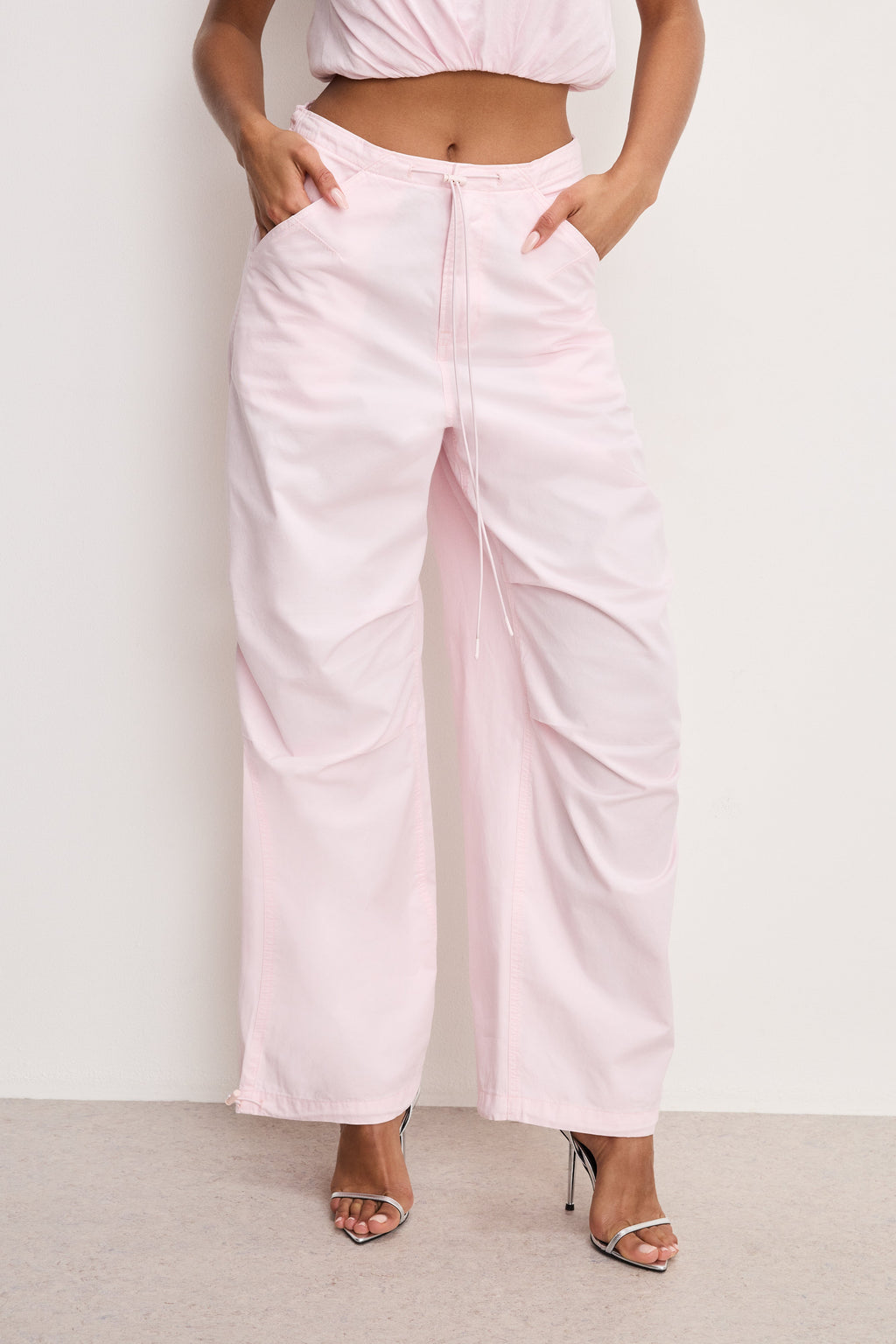 Luxury TWILL PARACHUTE PANTS BUBBLEGUM005