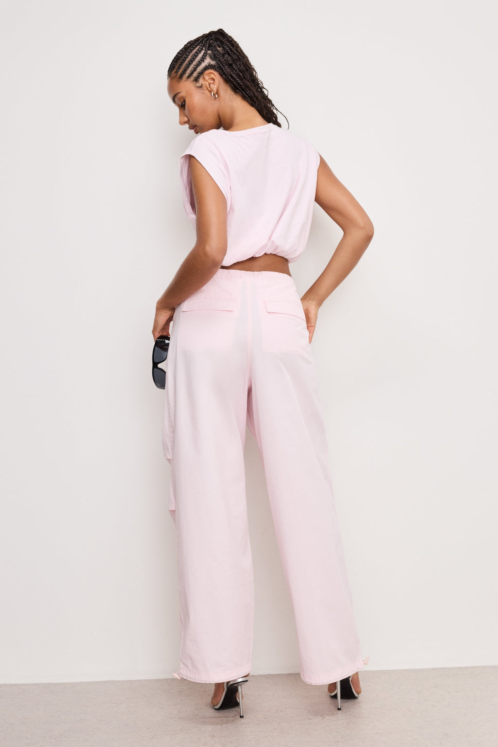 Luxury TWILL PARACHUTE PANTS BUBBLEGUM005