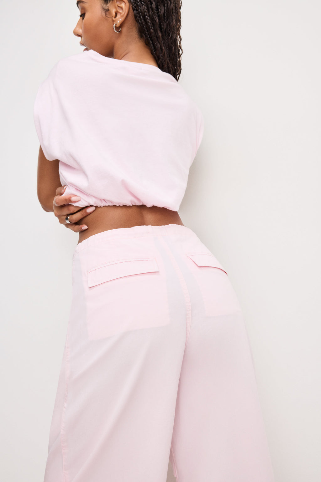Luxury TWILL PARACHUTE PANTS BUBBLEGUM005