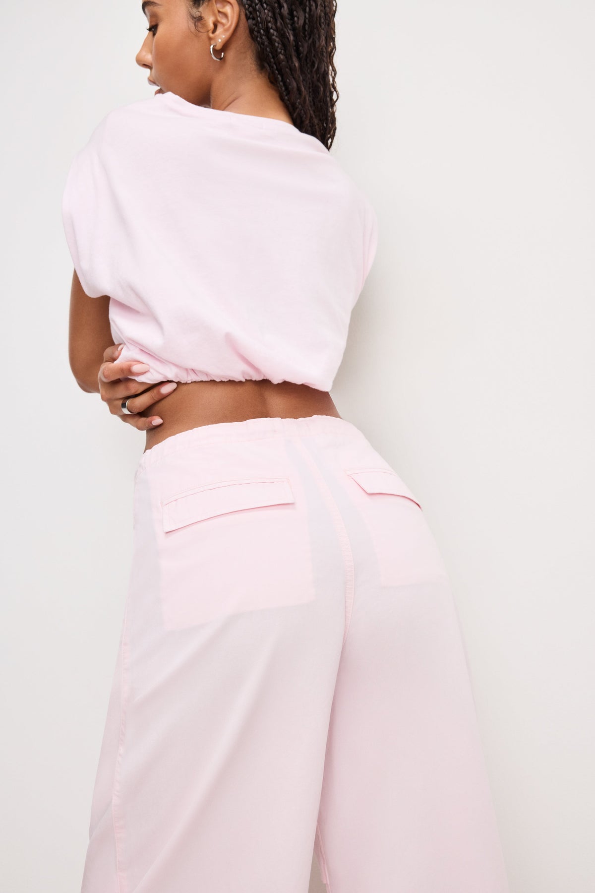 Luxury TWILL PARACHUTE PANTS BUBBLEGUM005
