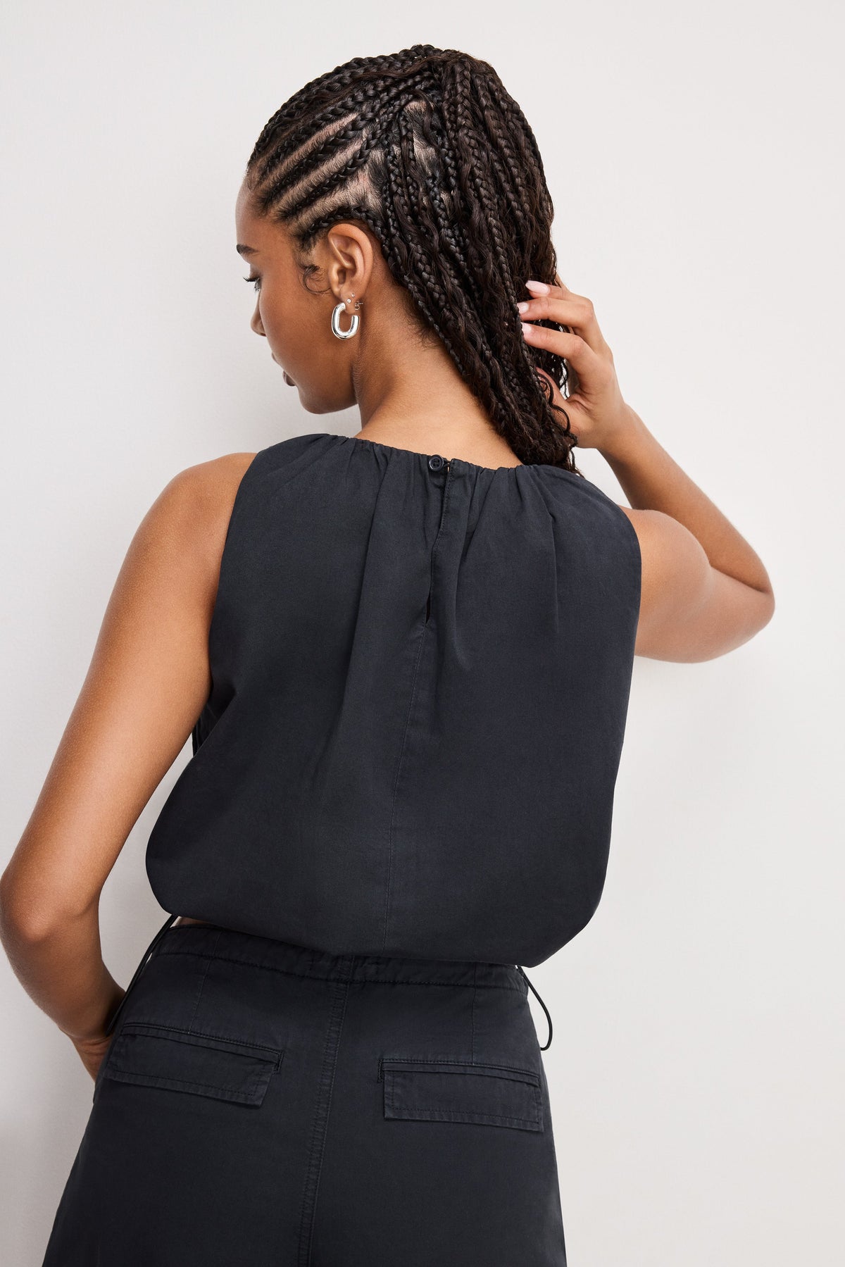 Luxury TWILL PARACHUTE BUBBLE TOP BLACK001
