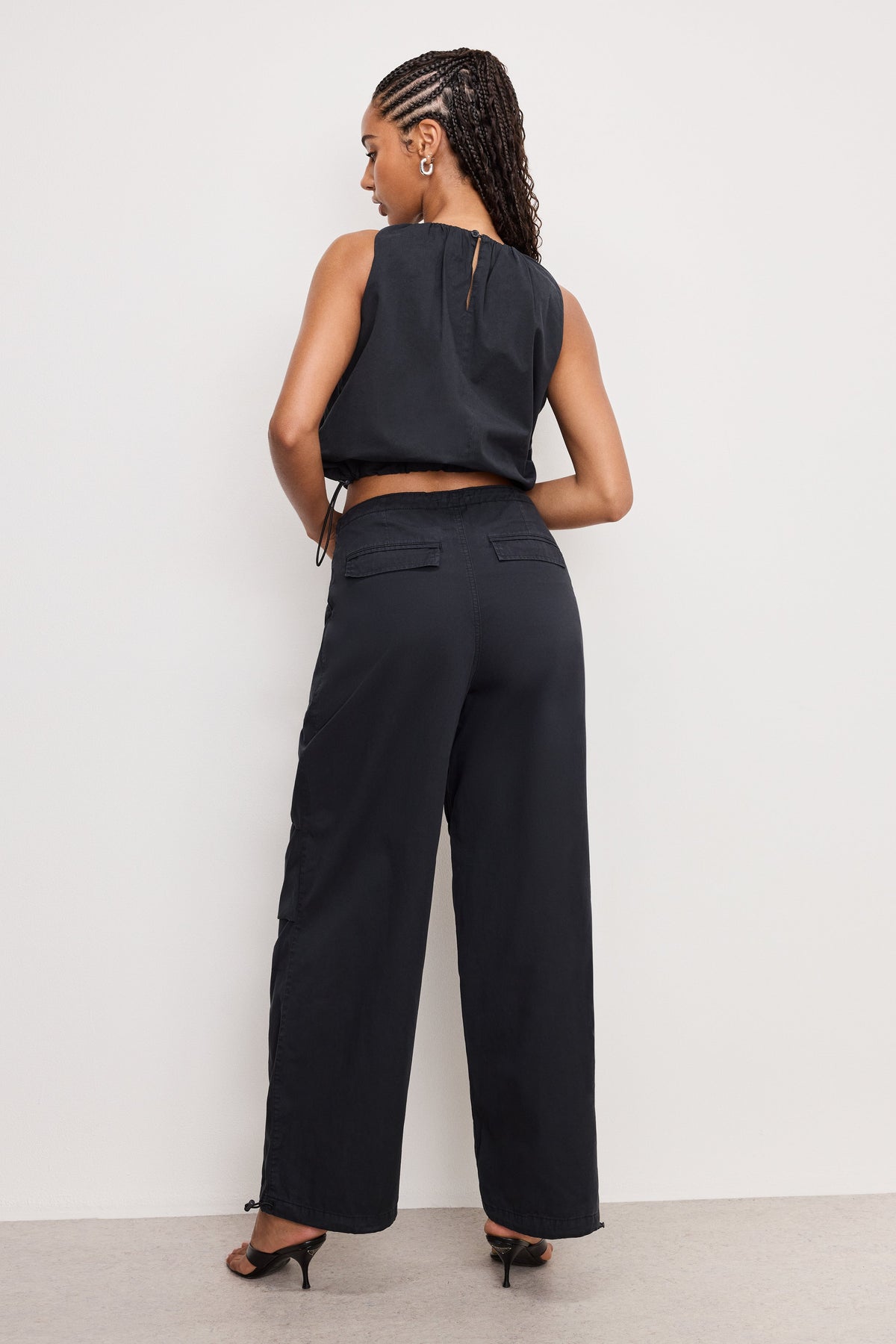 Luxury TWILL PARACHUTE PANTS BLACK001