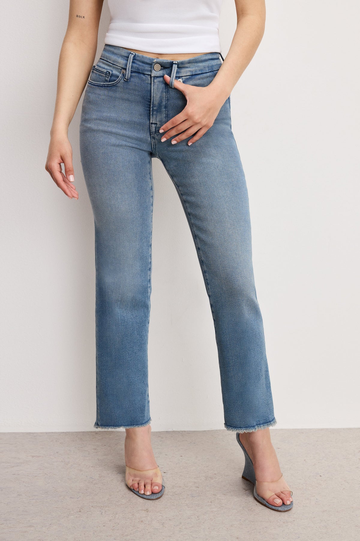 Luxury GOOD PETITE STRAIGHT JEANS BLUE449