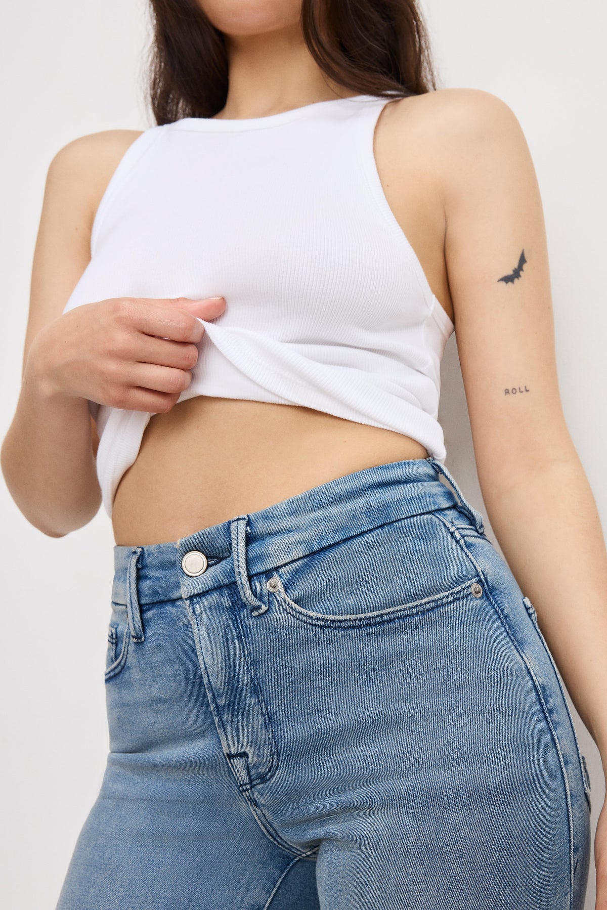 Luxury GOOD PETITE STRAIGHT JEANS BLUE449