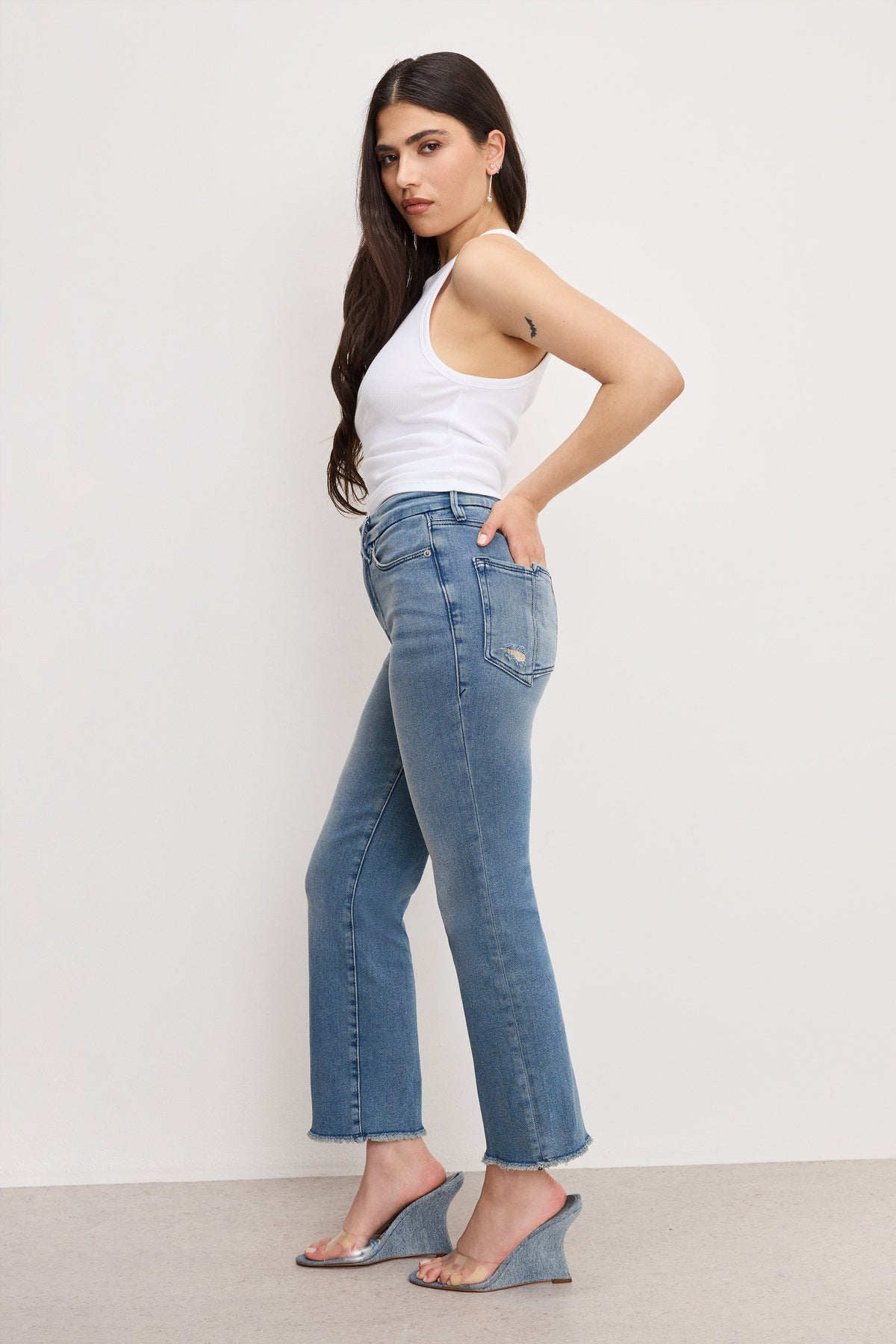 Luxury GOOD PETITE STRAIGHT JEANS BLUE449