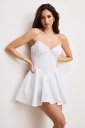 Luxury POPLIN MINI DRESS WHITE001