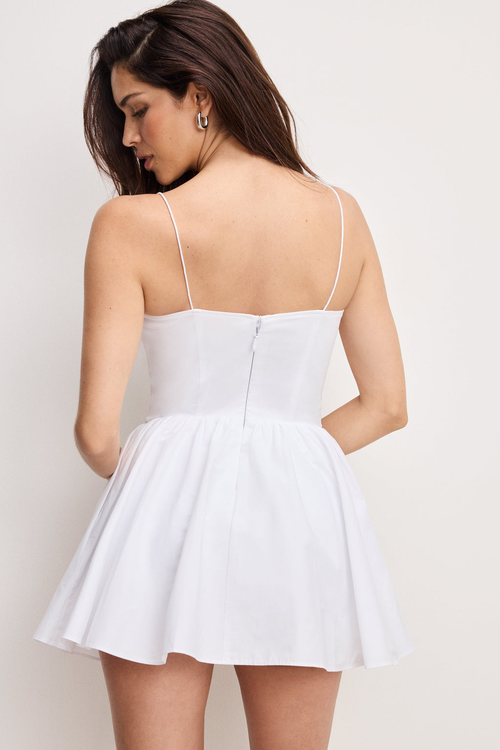 Luxury POPLIN MINI DRESS WHITE001