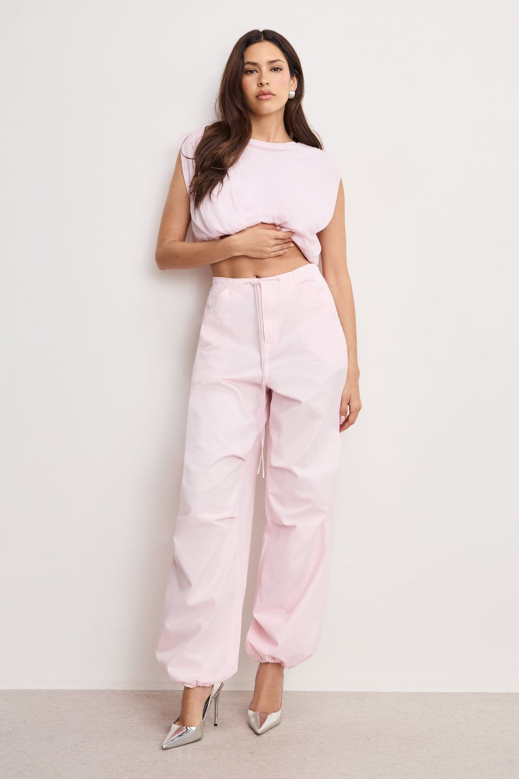 Luxury TWILL PARACHUTE PANTS BUBBLEGUM005