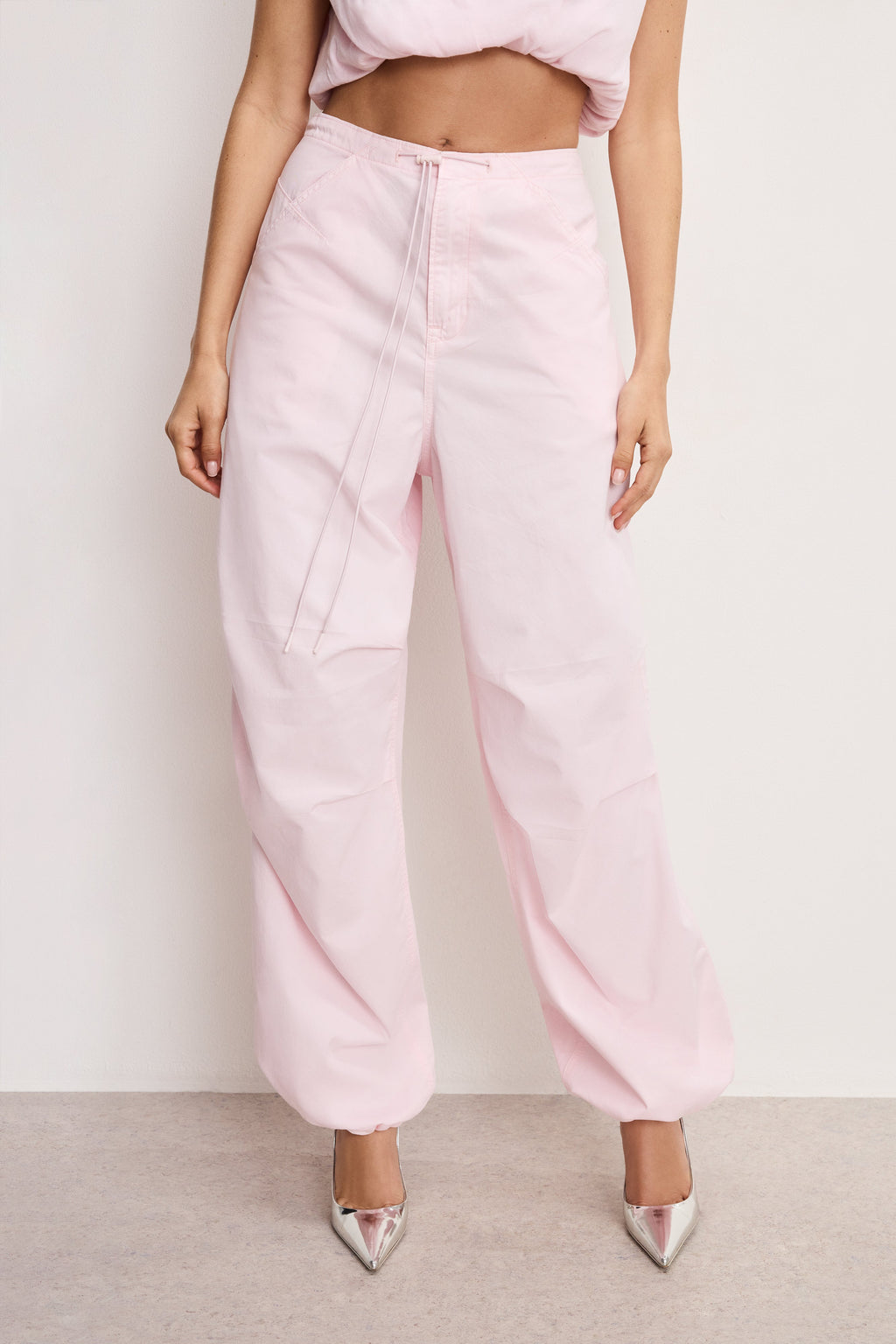 Luxury TWILL PARACHUTE PANTS BUBBLEGUM005