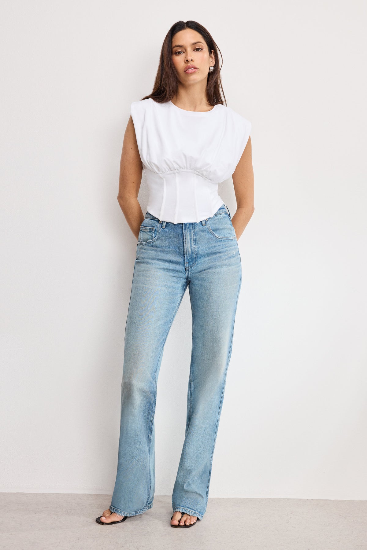 Luxury SLEEVELESS CORSET TOP WHITE001