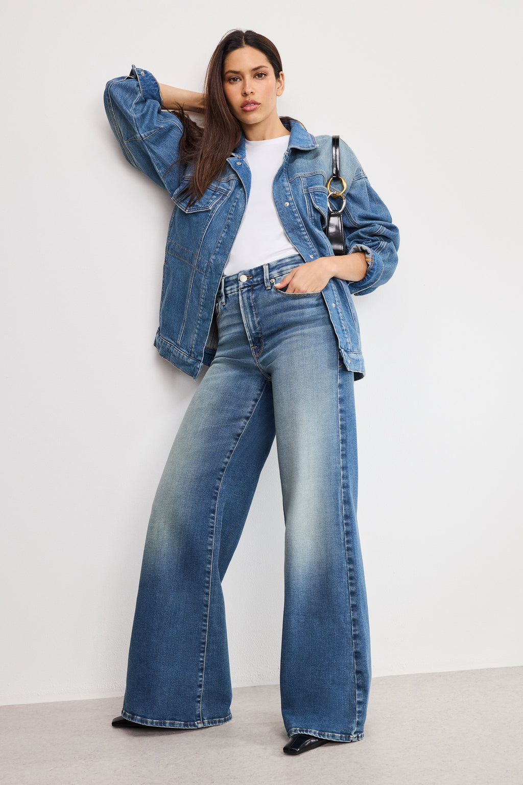 Luxury SOFT TECH GOOD WAIST PALAZZO JEANS INDIGO986