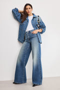 Luxury SOFT TECH GOOD WAIST PALAZZO JEANS INDIGO986