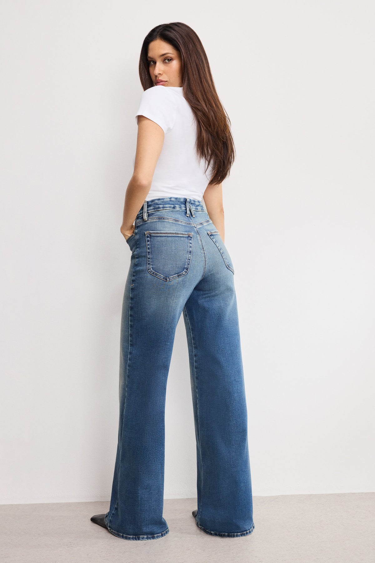 Luxury SOFT TECH GOOD WAIST PALAZZO JEANS INDIGO986