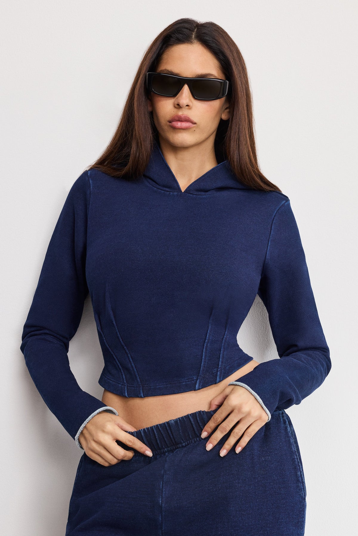 Luxury JEANIUS CORSET HOODIE INDIGO1029
