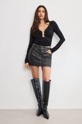 Luxury JERSEY U WIRE LONG SLEEVE TOP BLACK001