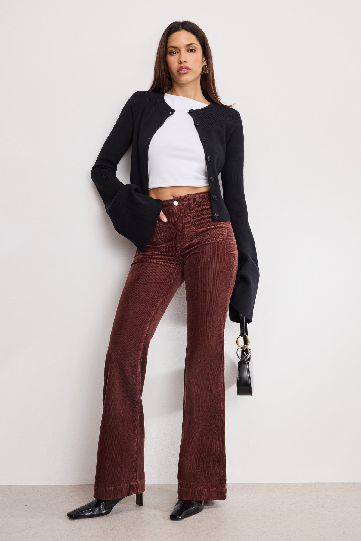 Luxury GOOD LEGS FLARE CORDUROY PANTS WALNUT004