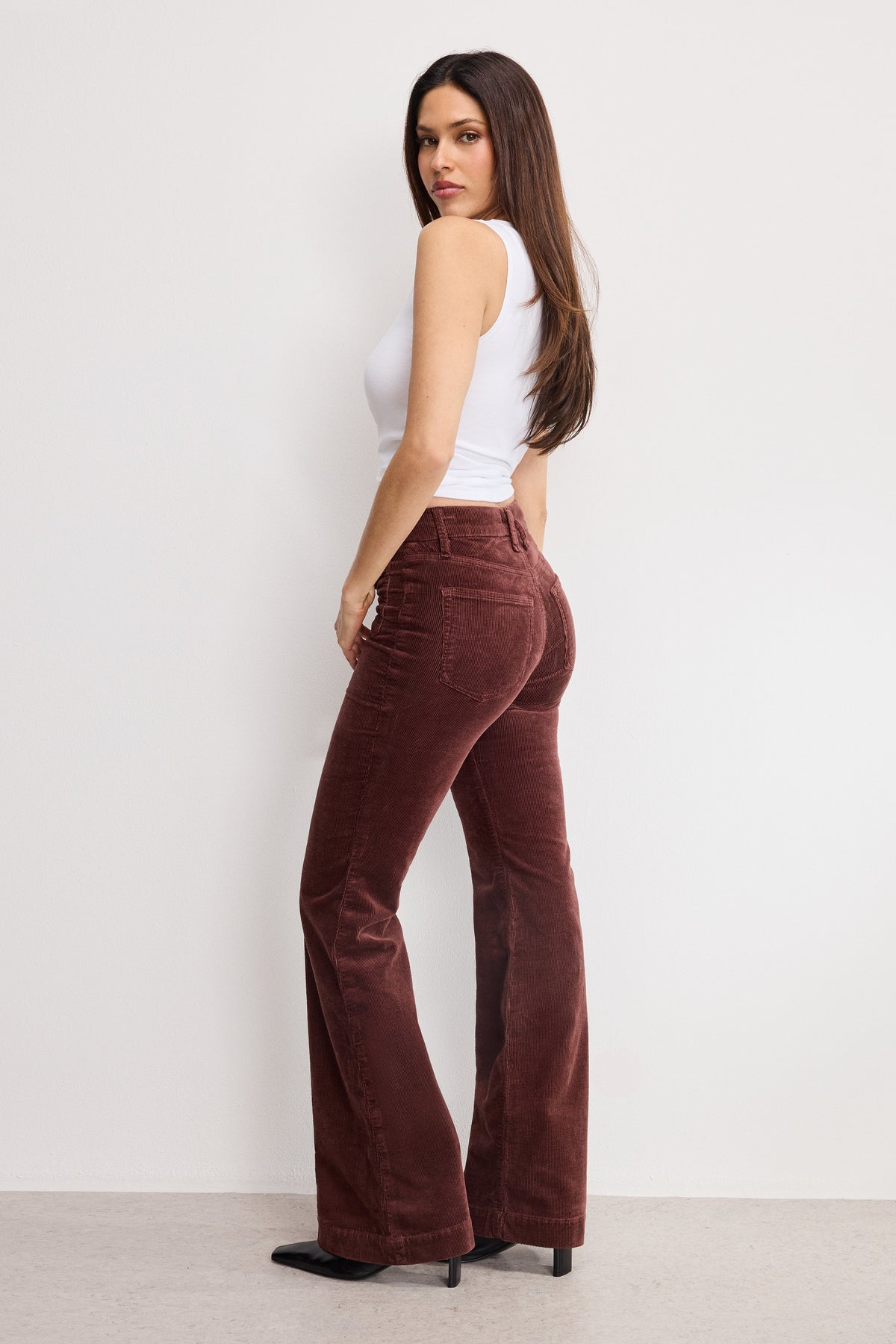 Luxury GOOD LEGS FLARE CORDUROY PANTS WALNUT004
