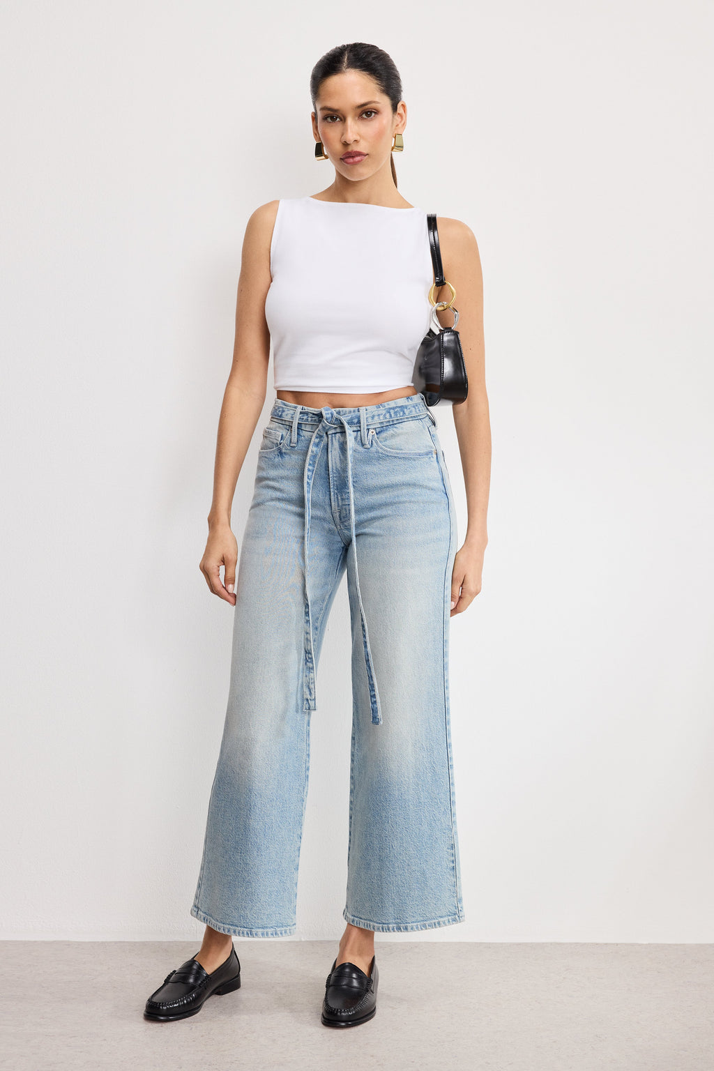Luxury GOOD WAIST PALAZZO CROPPED JEANS INDIGO999