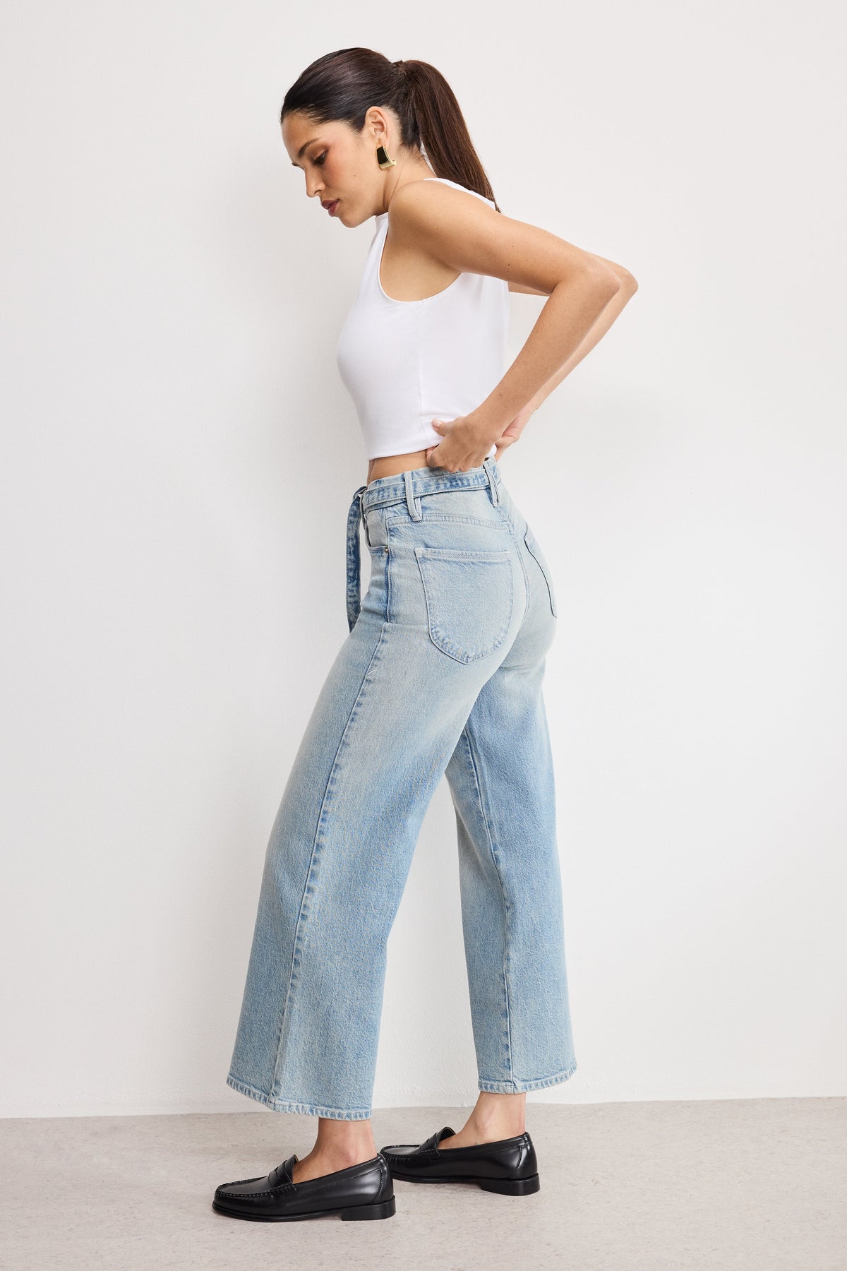 Luxury GOOD WAIST PALAZZO CROPPED JEANS INDIGO999