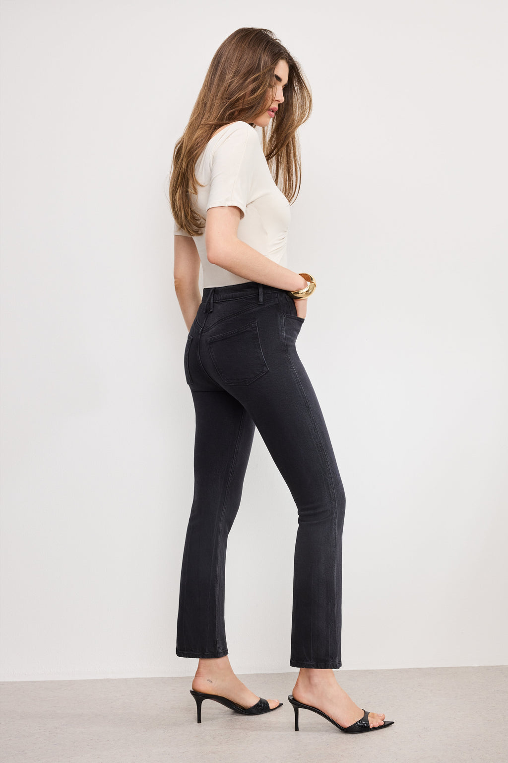 Luxury SOFT TECH GOOD KICK FLARE JEANS BLACK390