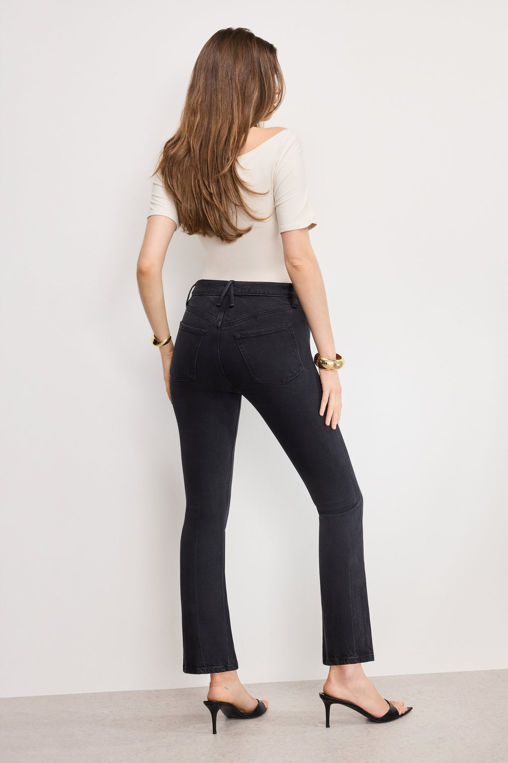Luxury SOFT TECH GOOD KICK FLARE JEANS BLACK390