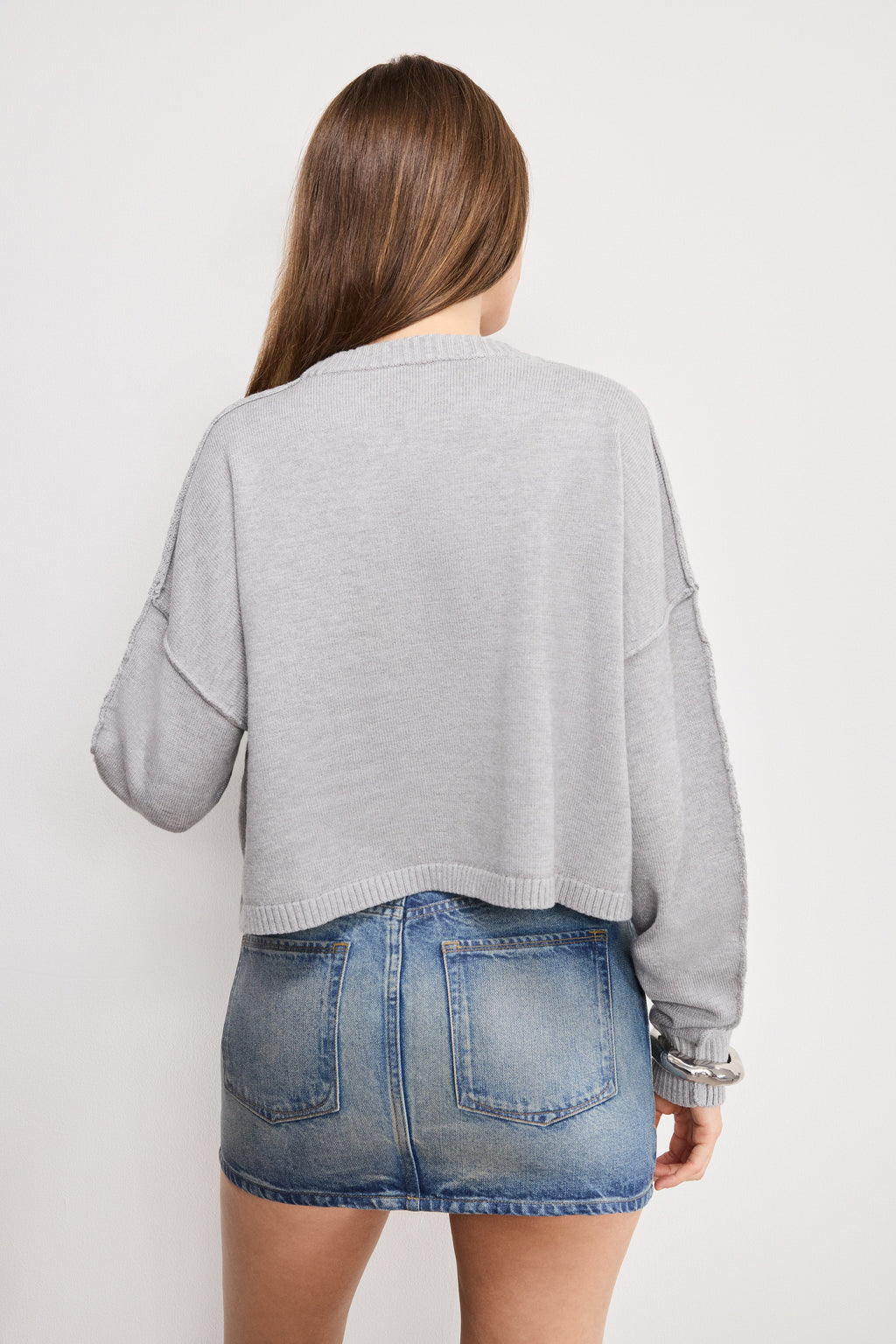 Luxury COZY KNIT CREW NECK MELANGE GREY