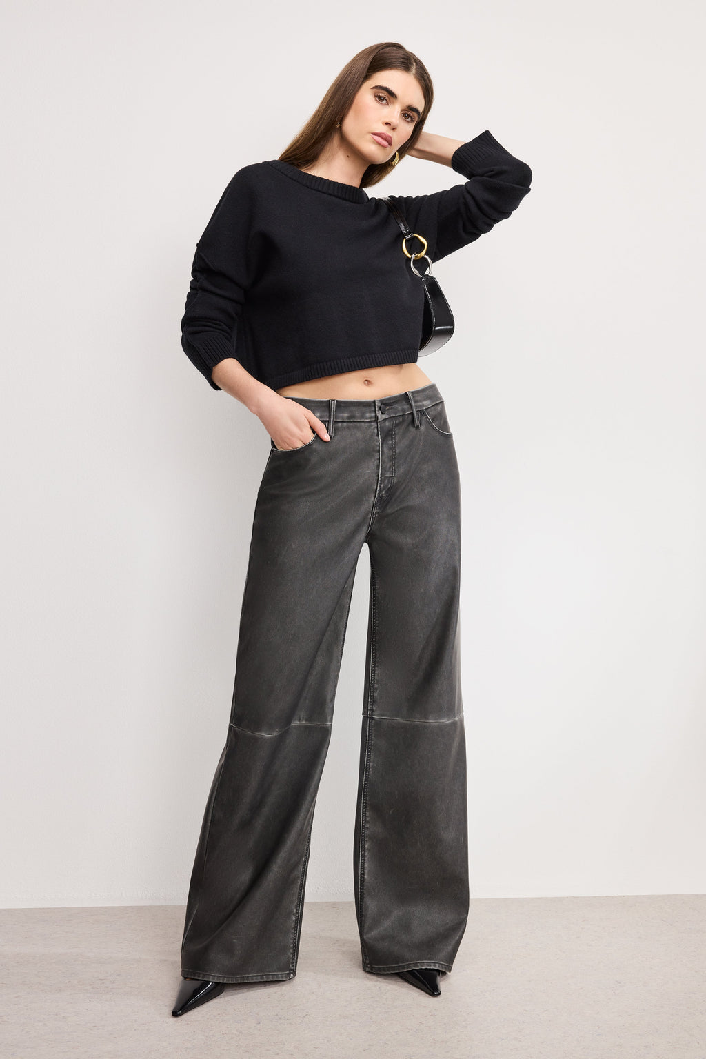 Luxury COZY KNIT CREW NECK BLACK