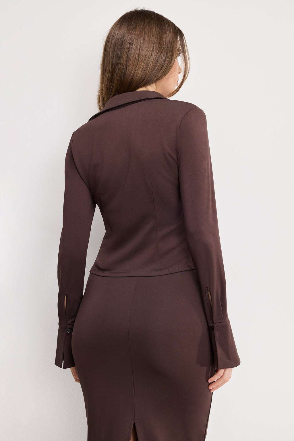 Luxury MATTE JERSEY LONG SLEEVE TOP BARK003
