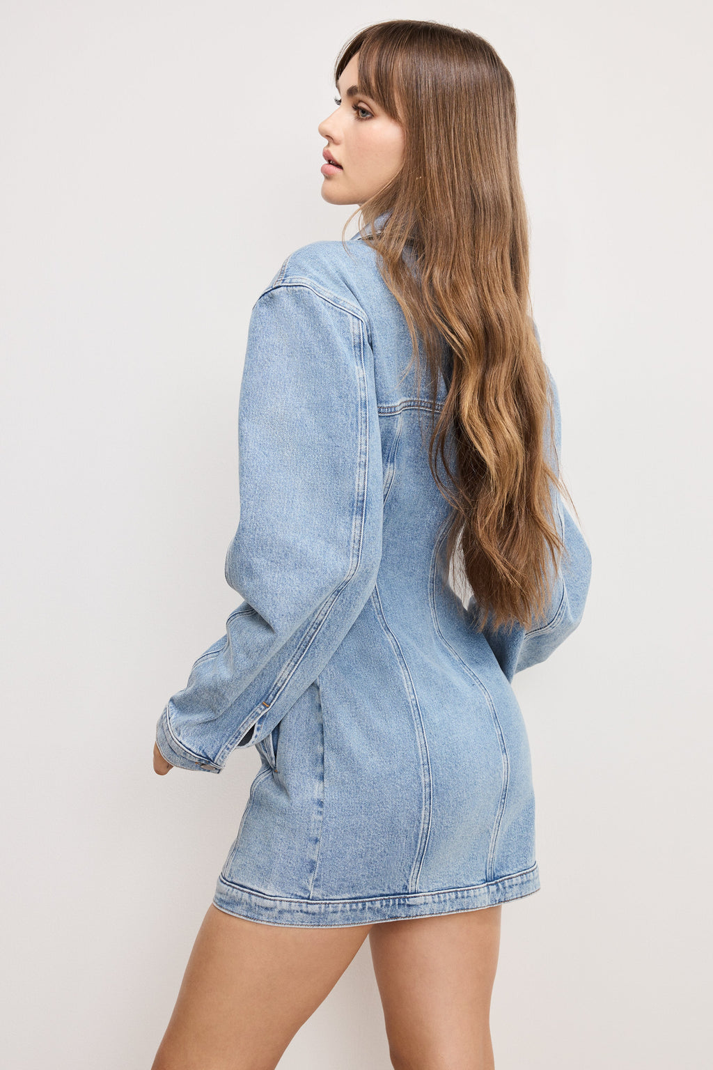 Luxury BARREL LONG SLEEVE MINI DRESS INDIGO911