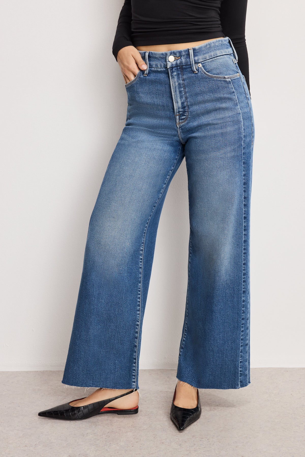 Luxury GOOD SKATE CROPPED WIDE JEANS INDIGO1005