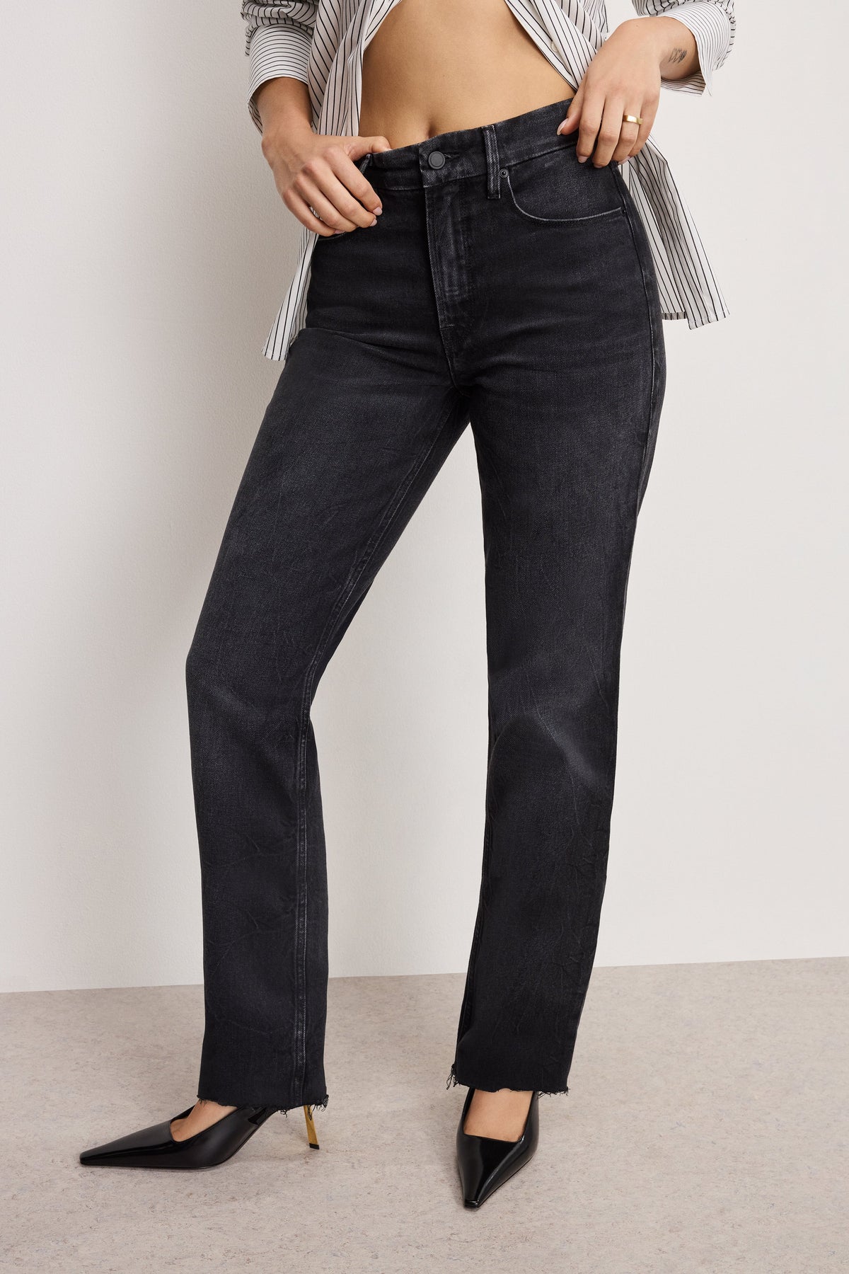 Luxury GOOD ICON STRAIGHT ANKLE JEANS BLACK404