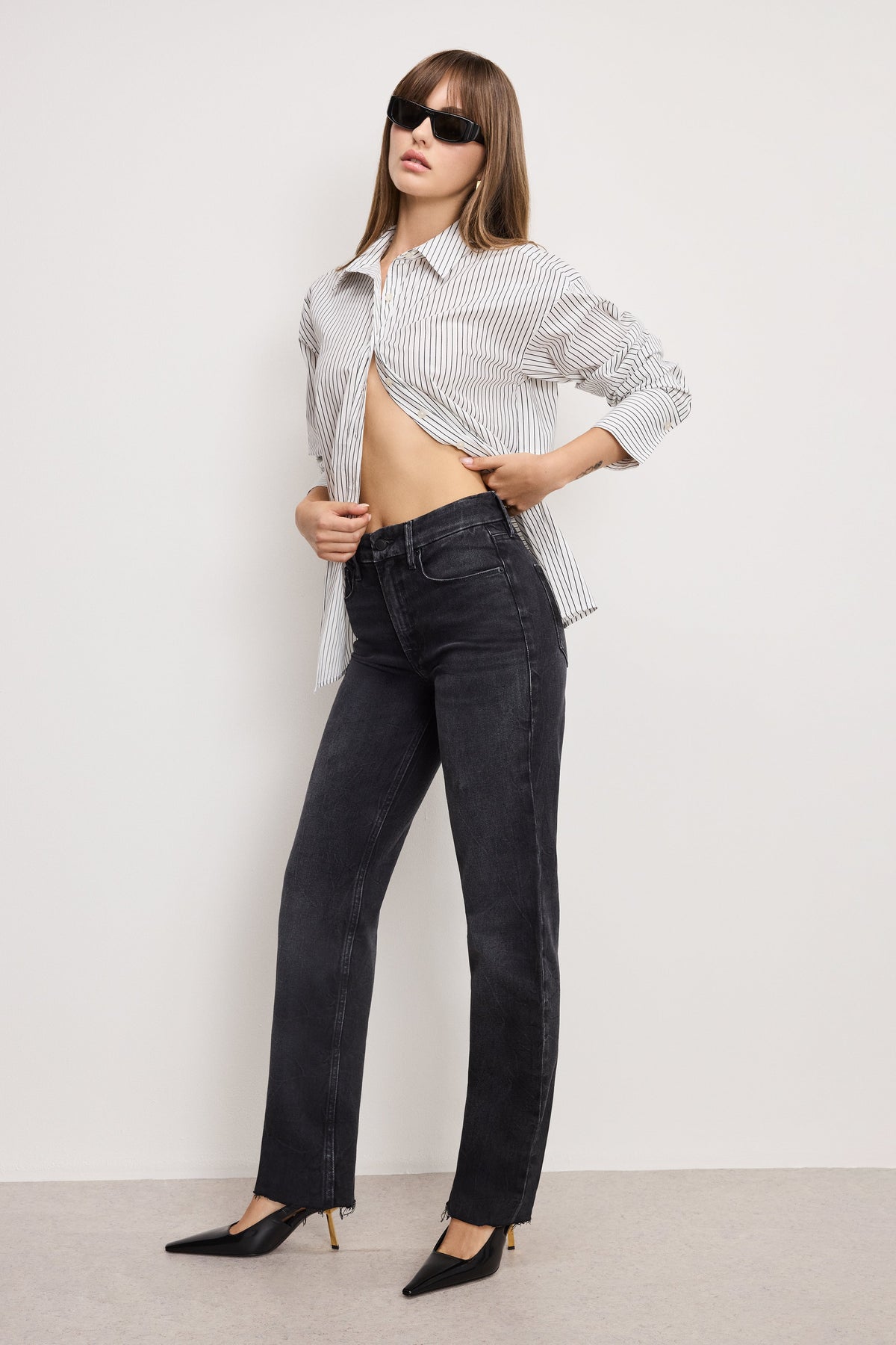 Luxury GOOD ICON STRAIGHT ANKLE JEANS BLACK404