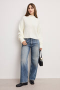 Luxury CHUNKY KNIT MOCK NECK SWEATER IVORY003