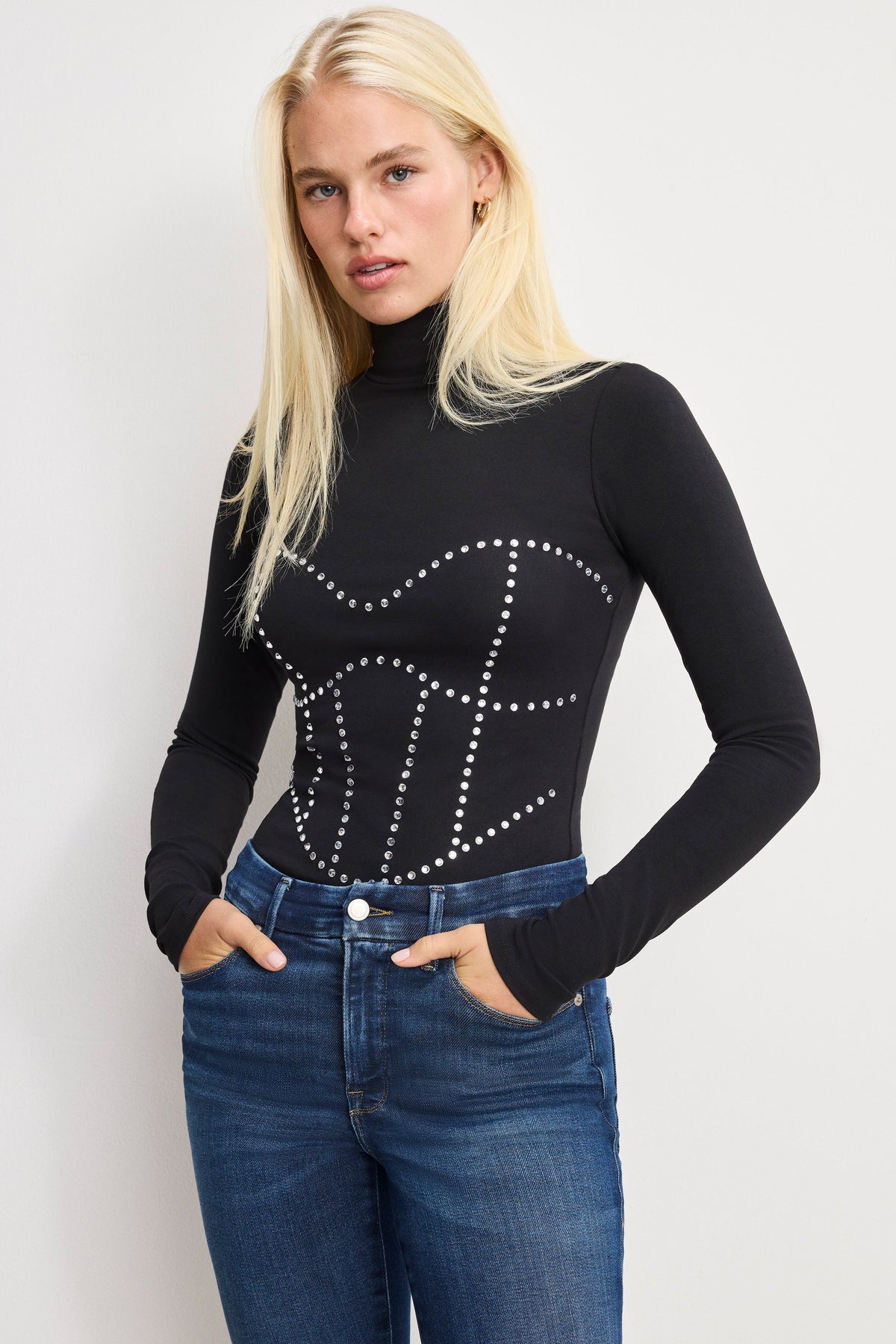 Luxury DOLLY CRYSTAL CORSET BODYSUIT BLACK001