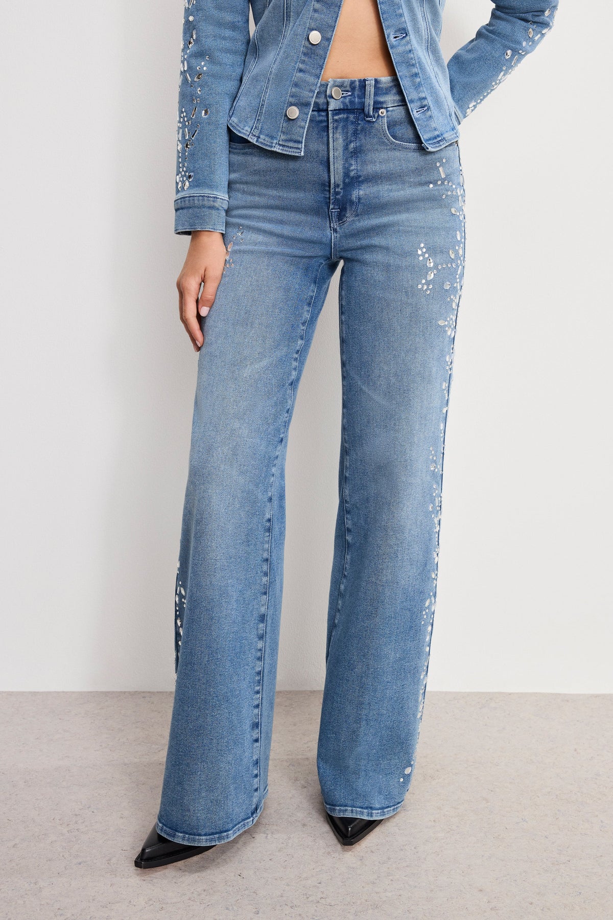 Luxury DOLLY JOLEANS CRYSTAL WIDE JEANS INDIGO1089
