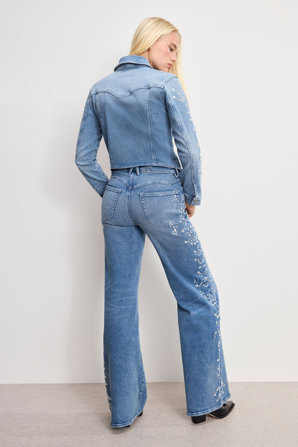 Luxury DOLLY JOLEANS CRYSTAL WIDE JEANS INDIGO1089