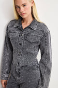 Luxury DOLLY CRYSTAL DENIM JACKET BLACK415