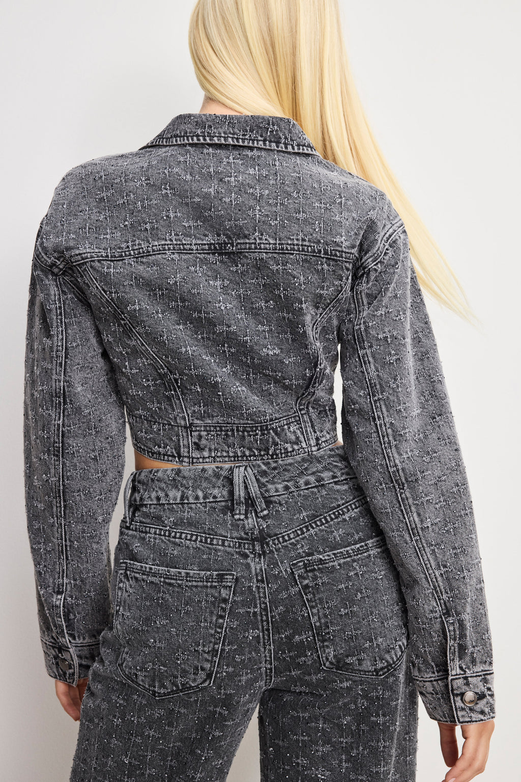 Luxury DOLLY CRYSTAL DENIM JACKET BLACK415